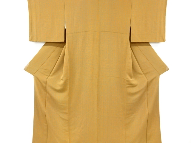 リサイクル　縮緬地竹縞に花模様小紋着物